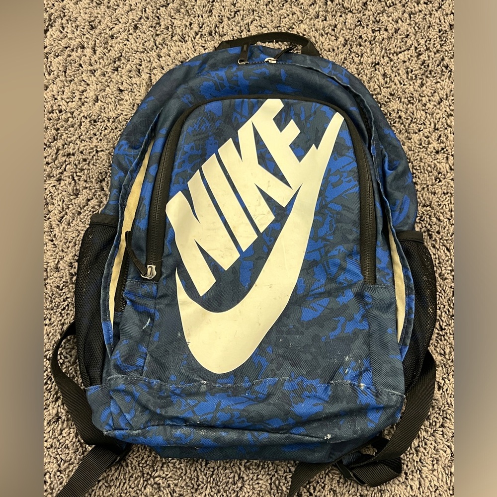 Nike Hayward Futura 2.0 Backpack Black White Cobalt Blue Camo Pocket Zippers
